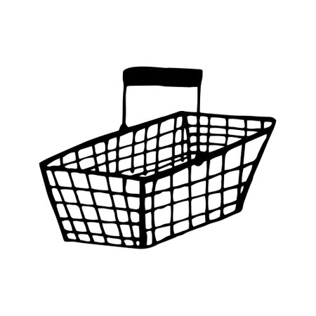 shopping cart icon. sketch hand drawn doodle style. vector minimalism monochrome. shopのイラスト素材