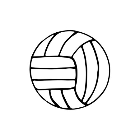 volley ball. hand drawn doodle icon. vector, scandinavian, nordic, minimalism, monochrome sports equipment game matchのイラスト素材