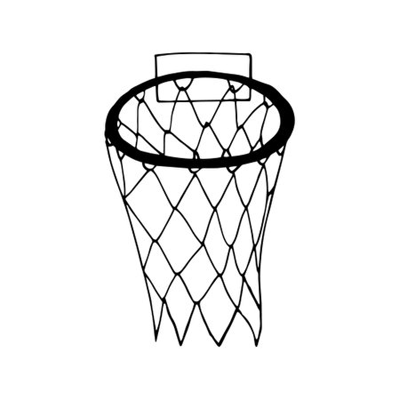 basketball basket. hand drawn doodle icon. vector, scandinavian, nordic, minimalism monochrome sports equipment gameのイラスト素材