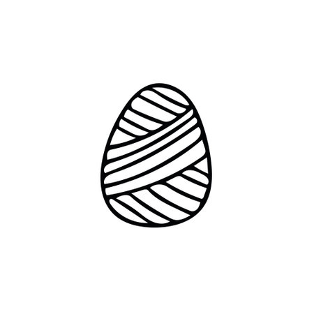 egg decorated with lines and stripes in hand drawn style. easter holiday decor. Element for postcard, poster, sticker in simple scandinavian doodle style.のイラスト素材
