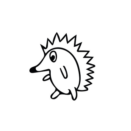 Hedgehog hand drawn in simple scandinavian doodle style. Element for the decor and design of cards, posters, stickers, children's theme. forest animalsのイラスト素材