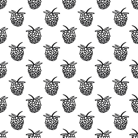 Raspberry hand drawn doodle style seamless pattern. textile, wallpaper, wrapping paper, berries,...