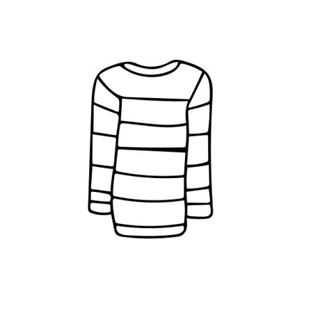 striped sweater clothing and cozy hygge home comfort mood in a cold weather set. Hand drawn element icon in doodle style. Scandinavian simple liner style. autumn, winterのイラスト素材