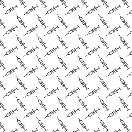 syringe seamless pattern. sketch hand drawn doodle. vector scandinavian monochrome minimalism. medicine, injection, analysis, vaccineのイラスト素材