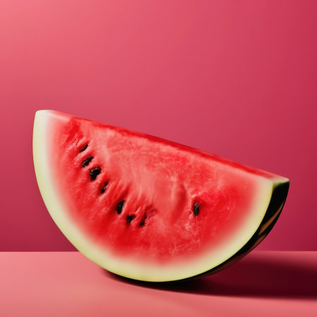 watermelon on a pink background with space for text. fruits on a bright juicy backgroundの素材