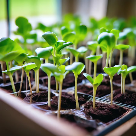 vegetable seedlings. green sprouts. gardeningの素材