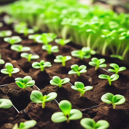 vegetable seedlings. green sprouts. gardeningの素材