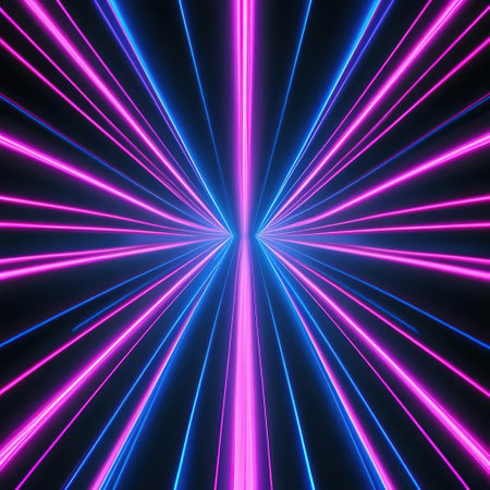black abstract background with blue and pink neon lines. futuristic designの素材