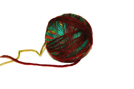 Colorful ball of woollen yarn isolated on white background