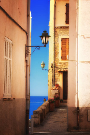 Antibes sea view with magic street lanterns