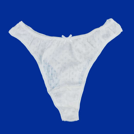 White panties on blue background with bow
