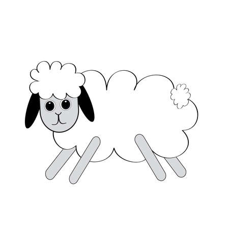 White sheep on white background. Vector illustration.のイラスト素材