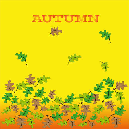 Colored leafs on blue - white background. Vector Illustration.のイラスト素材