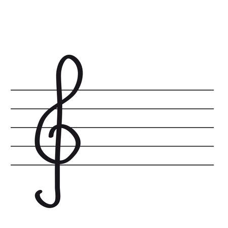 Treble clef and warp on white background.Vector Illustration.