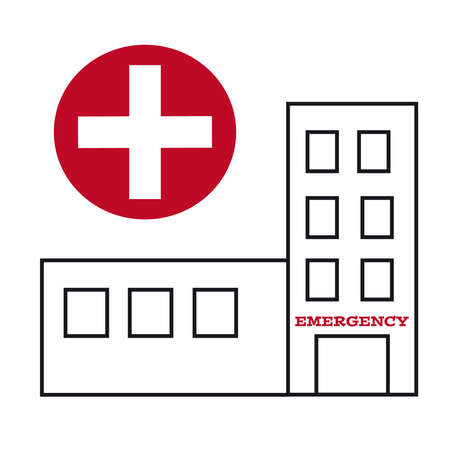 Symbol of hospital buildings with cross.のイラスト素材