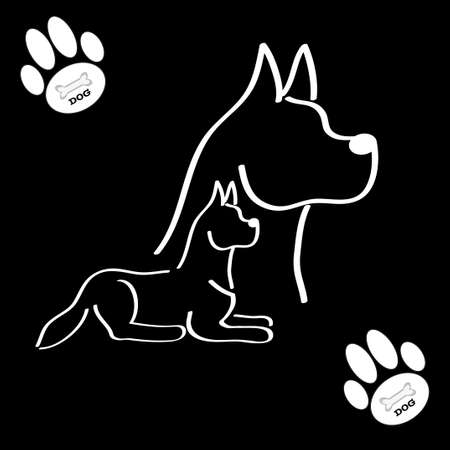 White silhouette of a dogs with paws onのイラスト素材