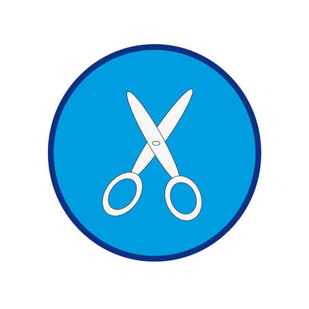 Scissors on a blue circle. Vector illustration.のイラスト素材