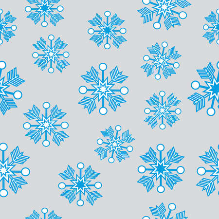 Blue snowflakes on grey background. Vector illustration.のイラスト素材