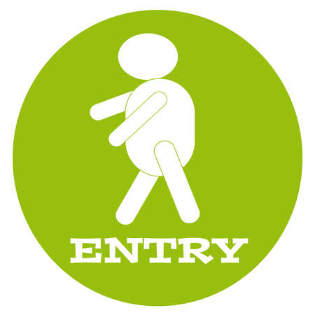 Entry symbol with  man in green ring. Vector illustration.のイラスト素材