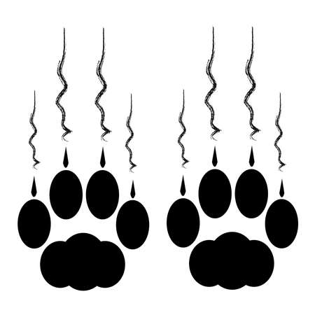 Cat paws with claws and scratches on white background. Vector illustration.のイラスト素材