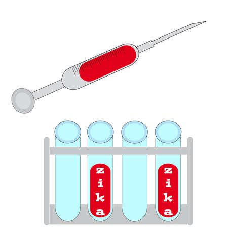 Syringe with test-tubes on white background. Vector illustration.のイラスト素材