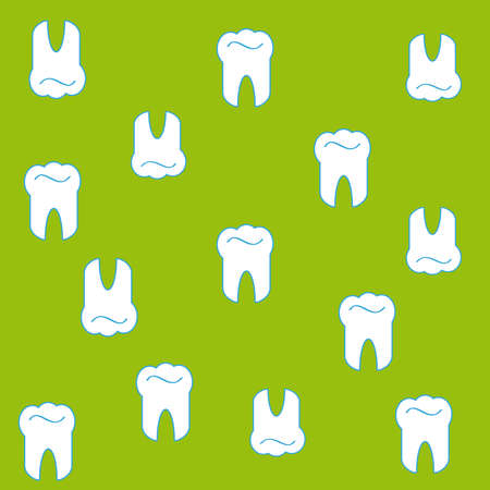 Teeth on green background. Vector illustration.のイラスト素材