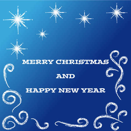 Christmas card on blue background. Vector illustration.のイラスト素材