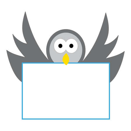 Pigeon with a sign on white background.Vector illustration.のイラスト素材