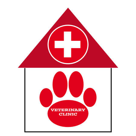 Red vet symbol on white background. Vector illustration.のイラスト素材