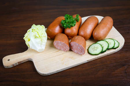 Food ingredients on a cutting boardの写真素材