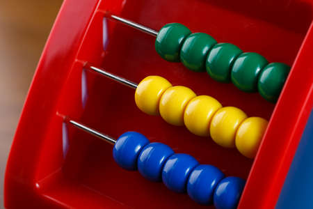 Detail of balls on Children abacusの写真素材