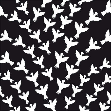 Doves on black background. Vector illustartion.のイラスト素材
