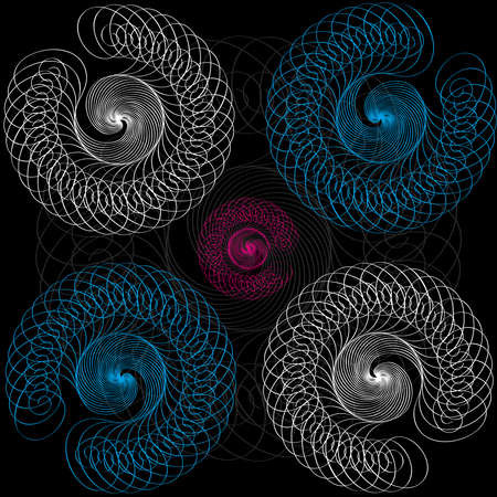 Colour abstract shapes on black background . Vector illustration.のイラスト素材