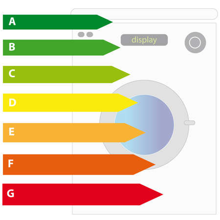 Energy label with washing maschine on white background. Vector illustration.のイラスト素材