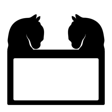 Black horses head on white background.Vector illustration.のイラスト素材