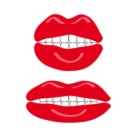 Mouth with teeth on white background. Vector illustration.のイラスト素材