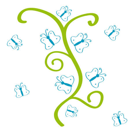 Butterflies on white background. Vector illustration.のイラスト素材