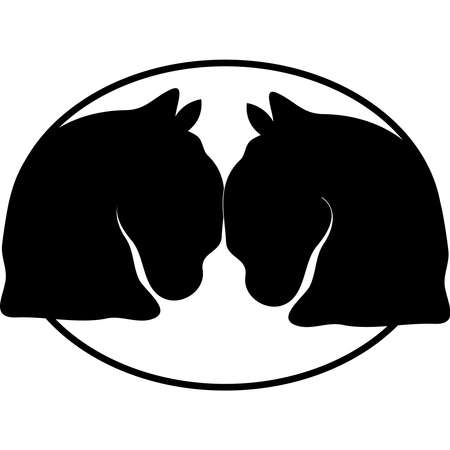 Black horses head on white background.Vector illustration.のイラスト素材