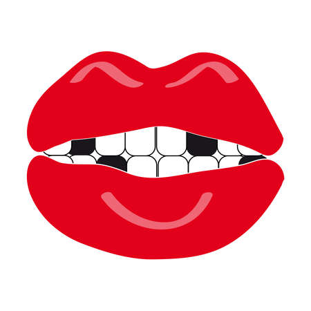 Mouth with teeth on white background. Vector illustration.のイラスト素材
