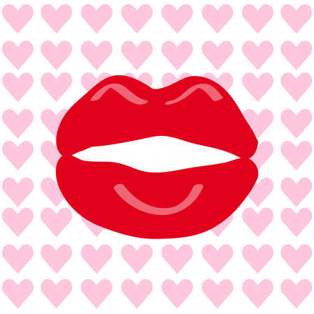 Mouth with hearts on white background. Vector illustration.のイラスト素材