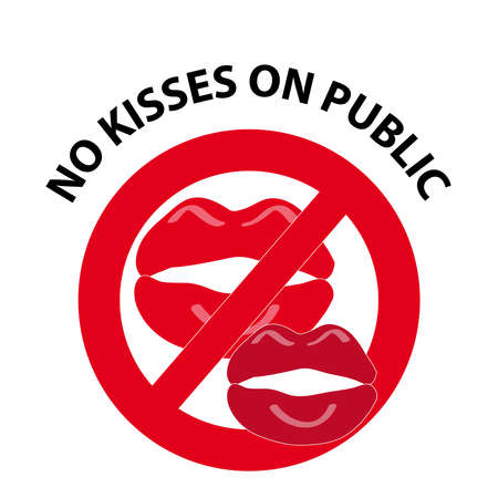 Symbol no kisses on white background. Vector illustration.のイラスト素材