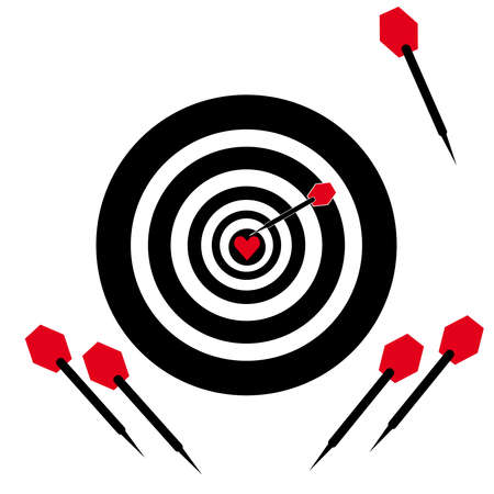 Dartboard with darts on white background. Vector illustration.のイラスト素材