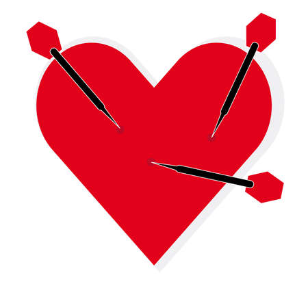 Heart dartboard with darts on white background. Vector illustration.のイラスト素材
