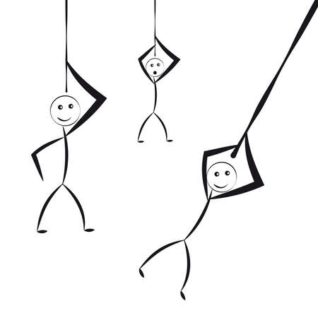 Dolls on rope on white background. Vector illustration.のイラスト素材