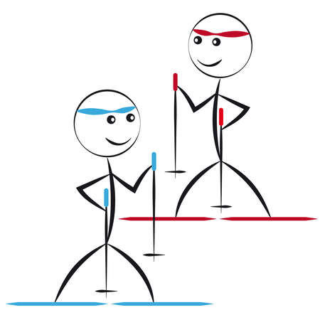 Ski dolls on white background. Vector illustration.のイラスト素材