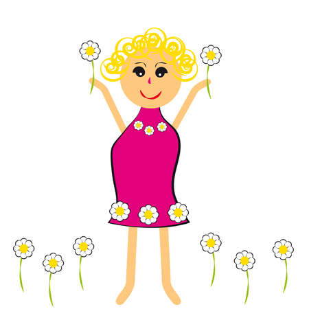 Girl on white background. Vector illustration.のイラスト素材