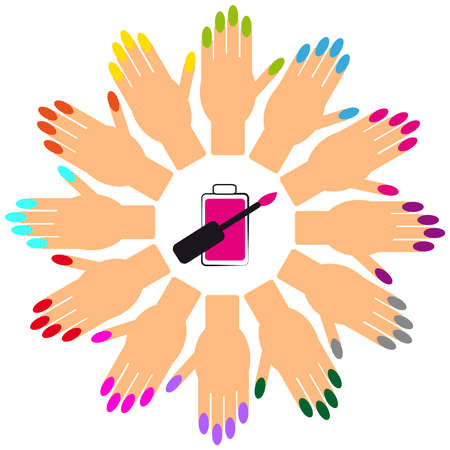 Hand with nails on white background. Vector illustration.のイラスト素材
