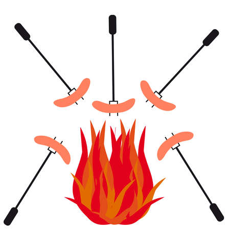 Sausages on white background. Vector illustration.のイラスト素材