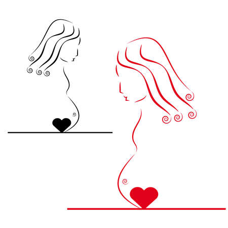 Pregnant woman on white background. Vector illustration.のイラスト素材