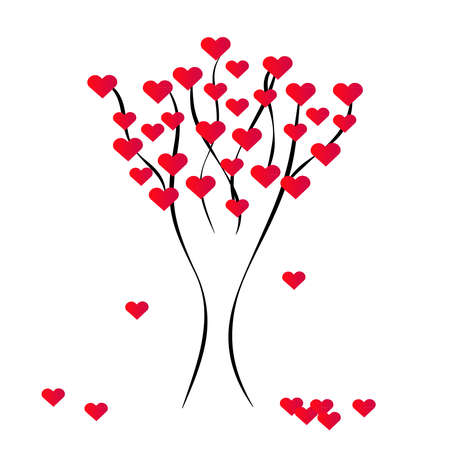 Hearts tree on white background. Vector illustration.のイラスト素材